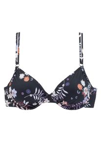 Sunseeker Damen Bügel-Bikini-Top "Bettie", schwarz, Gr. 42, bedruckt, floral, Polyamid, Microfaser, Bikini-Oberteile, mit Doppelträgern