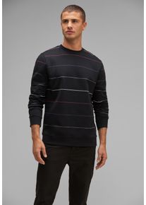 Street One MEN Herren Sweatshirt, schwarz, casual, Gr. XXXL, gestreift, Web, Sweatware, 80% Baumwolle, 20% Polyester, Sweatshirts, mit