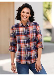Casual Looks Damen Flanellbluse, bunt, Gr. 46, gemustert, kariert, mehrfarbig, 100% Baumwolle, Blusen