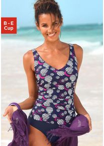 Lascana Damen Badeanzug, blau, Gr. 42, bedruckt, Polyamid, Badeanzüge, mit Shaping-Einsatz, verstellbare Träger, bis E-Cup