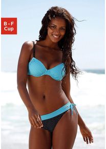 Buffalo Damen Bügel-Bikini-Top "Florida", blau, Gr. 36, kariert, kontrastfarbene Details, Polyamid, Bikini-Oberteile, verstellbare Doppelträger,