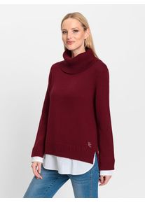 Heine Damen Strickpullover "2-in-1-Pullover", rot, Gr. 38, unifarben, 50% Baumwolle, 50% Polyacryl, Pullover