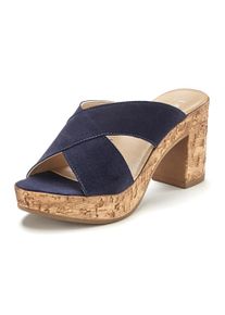 Lascana Damen Pantolette, Gr. 42, blau, Obermaterial: 100% Ziegenleder. Futter: 100% Synthetik. Decksohle: 100% Ziegenleder. Laufsohle: 100%