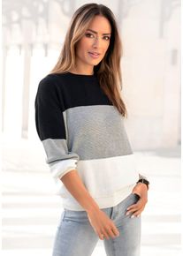 Lascana Damen Strickpullover, schwarz-weiß, casual, Gr. 32, colorblocking, Strick, Obermaterial: 50% Baumwolle, 50% Polyacryl, Pullover, mit
