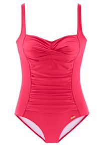 Lascana Damen Badeanzug "Saphir", rot, Gr. 38, unifarben, Polyamid, Badeanzüge, mit Raffungen und Shaping-Effekt