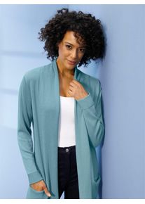 Casual Looks Damen Longstrickjacke, blau, Gr. 38, unifarben, 100% Baumwolle, Strickjacken