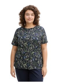 Tom Tailor PLUS Damen T-Shirt, blau, casual, Gr. 46, gemustert, Jersey, Obermaterial: 100% Baumwolle, Shirts, in großen Größen