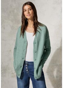 Cecil Damen Cardigan, grün, casual, Gr. M, unifarben, Web, 37% Baumwolle, 34% Polyacryl, 26% Polyester, 3% Elasthan, Strickjacken, mit V-Ausschnitt