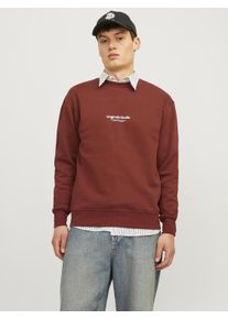 Jack & Jones JACK & JONES Herren Sweatshirt "JORVESTERBRO SWEAT CREW NECK NOOS", braun, modisch, Gr. XS, bedruckt, angeraute Sweatware, Obermaterial: 70%