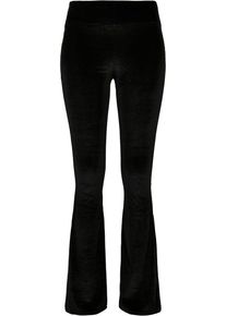 Urban Classics Damen Leggings "Urban Classics Damen Ladies High Waist Velvet Boot Cut Leggings", schwarz, Gr. S, unifarben, 92% Polyester, 8%