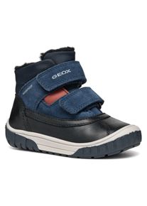 Geox Kinder Winterboots "B OMAR BOY WPF C", Gr. 23, schwarz, Leder, Veloursleder, Textil, casual, Schuhe, Klettstiefel, Babystiefel Winterstiefel mit