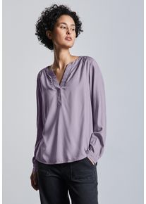 Street One Damen Langarmbluse, lila, casual, Gr. 36, unifarben, Stoff, 100% Viskose, Blusen, aus softer Viskose
