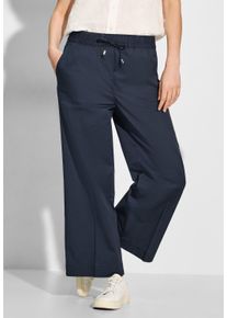 Cecil Damen Stoffhose, blau, casual, Gr. L, unifarben, Web, 98% Baumwolle, 2% Elasthan, Hosen, High Waist