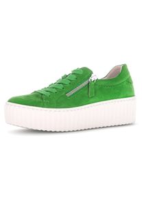Gabor Damen Plateausneaker, Gr. 36, grün, Ziegenveloursleder, sportlich, Schuhe, mit Best Fitting Ausstattung, Freizeitschuh, Halbschuh, Schnürschuh