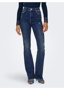 Only Damen Bootcut-Jeans "ONLMILA HW FLARED DNM BJ374", blau, modisch, Gr. 25, unifarben, Denim/Jeans, Obermaterial: 94% Baumwolle, 4% Polyester, 2%