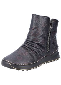 Rieker Damen Winterboots, Gr. 40, schwarz, Lederimitat, sportlich, Schuhe, Plateaustiefelette, Print-Boots mit Außenreißverschluss