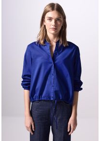Damen Hemdbluse, blau, casual, Gr. 44, STREET ONE STUDIO, unifarben, Web, 100% Baumwolle, Blusen, aus reiner Baumwolle