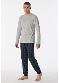 Schiesser Herren Pyjama ""Fine Interlock"", Gr. 56, grau, Interlock, Obermaterial: 100% Baumwolle, kariert, casual, Homewear-Sets, mit