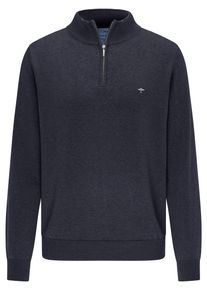 Fynch-Hatton Herren Troyer, blau, casual, Gr. L, unifarben, Strick, Obermaterial: 100% Baumwolle, Pullover, mit Logostickerei
