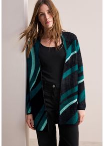 Cecil Damen Cardigan, grün, casual, Gr. M, gemustert, Strick, Obermaterial: 72% Polyester, 14% Baumwolle, 14% Polyacryl, Strickjacken