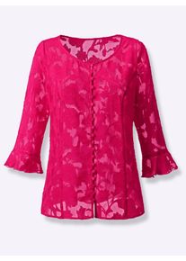 CRÉATION L CREATION L Damen Klassische Bluse, pink, Gr. 44, unifarben, geblümt, gemustert, 100% Polyester, Blusen