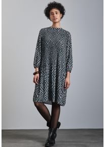 Street One Damen Midikleid, grün, casual, Gr. 42, gemustert, Stoff, Oberstoff: 100% Polyester; Unterkleid: 100% Viskose, Kleider, mit Stehkragen