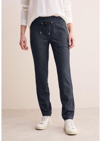 Cecil Damen Stoffhose, blau, casual, Gr. M, unifarben, Stoff, 71% Polyester, 24% Viskose, 5% Elasthan, Hosen, im elastischen Materialmix