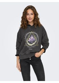 Only Damen Sweatshirt "ONLLUCINDA L/S O-NECK SWT", schwarz, modisch, Gr. S, bedruckt, Sweatware, Obermaterial: 60% Baumwolle, 40% Polyester,