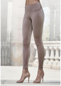Lascana Damen Leggings, Gr. 32, grau, Samt, Obermaterial: 92% Polyester, 8% Elasthan, unifarben, modisch, Hosen, in weicher, elastischer Samtoptik