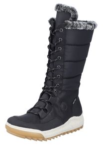 Rieker Damen Winterstiefel, Gr. 37, schwarz, Lederimitat, Textil, sportlich, Schuhe, mit Fellimitat-Besatz am Schaftrand