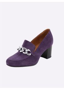 Heine Damen Pumps, Gr. 36, lila, Leder, Veloursleder, modisch, Schuhe