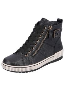 Remonte Damen Plateausneaker, Gr. 38, schwarz, Leder, Lederimitat, sportlich, Schuhe, Freizeitschuh, High-Top-Sneaker, Schnürer mit trendiger
