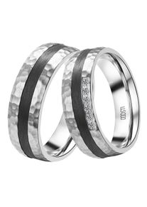 DOOSTI Trauring "Schmuck Geschenk Edelstahl Trauring Ehering Partnerring LIEBE", 62,mit Zirkonia, Edelstahl-Carbon, 7mm, schwarz, Edelstahl, Carbon,