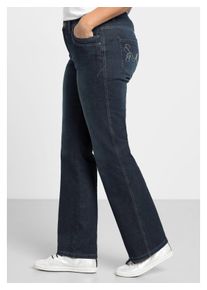 sheego Damen Stretch-Jeans "Große Größen", blau, casual, Gr. 29, unifarben, Obermaterial: 98% Baumwolle, 2% Elasthan, Jeans, mit Used-Effekten