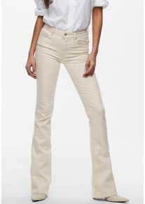 Only Damen Bootcut-Jeans "ONLBLUSH MID FLARED DNM NOOS", beige, modisch, Gr. XS, unifarben, Denim/Jeans, Obermaterial: 92% Baumwolle, 6%