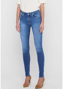 Only Damen Skinny-fit-Jeans "ONLBLUSH MID SKINNY REA12187 NOOS", blau, modisch, Gr. XS, Abriebeffekte, Denim/Jeans, Obermaterial: 92% Baumwolle, 6%