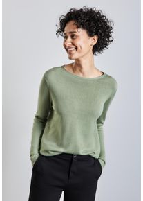 Street One Damen Strickpulloverlight olive grün, casual, Gr. 46, unifarben, Stoff, 60% Viskose, 40% Baumwolle, Pullover, mit U-Boot-Ausschnitt