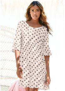 Vivance Dreams Damen Nachthemd, Gr. 32, rosa, Single Jersey, Obermaterial: 100% Viskose, gemustert, bedruckt, Basic, Kleider, mit Kräuselsäumen