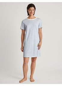 Calida Damen Nachthemd "Cotton Stripes", Gr. XL, blau, Single Jersey, Obermaterial: 100% Baumwolle, gestreift, casual, Kleider, mit bequemem, geradem