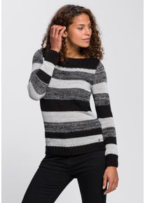 AJC Damen Streifenpullover, schwarz, casual, Gr. 32, Strick, Obermaterial: 65% Baumwolle, 35% Polyacryl, Pullover, im tollen Streifen Dessin
