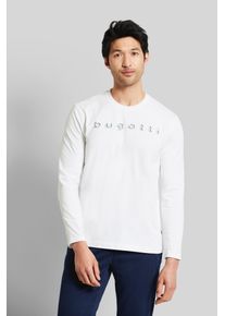 Bugatti Herren Longsweatshirt, weiß, casual, Gr. XXL, unifarben, 100% Baumwolle, Sweatshirts, mit Bugatti-Druck