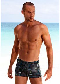 Chiemsee Herren Boxer-Badehose, schwarz, Gr. 4, gemustert, Polyamid, Badehosen, mit modischem Allovermuster