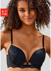 Lascana Damen Push-up-BH "Marla", Gr. 85, schwarz, Spitze, Obermaterial: 51% Polyamid, 44% Polyester, 5% Elasthan, modisch, BHs, mit integrierten