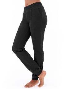 H.I.S. H.I.S Damen Relaxhose, Gr. 36, schwarz, angeraute Sweatware, Obermaterial: 60% Baumwolle, 40% Polyester, unifarben, casual, Hosen, mit Piping vorn,