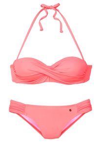 s.Oliver Damen Bügel-Bandeau-Bikini, orange, Gr. 32, unifarben, Recycling-Polyamid, Bikini-Sets, mit Raffung