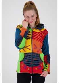 DEPROC Active Damen Fleecejacke "Patchwork Multicolor NUNAVUT II NEW FLOWER POWER", bunt, casual, Gr. 38, 100% Baumwolle, Jacken