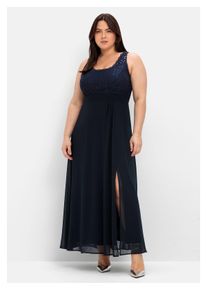 sheego Damen Abendkleid "Große Größen", blau, feminin, Gr. 50, unifarben, Obermaterial: 100% Polyester;Futter: 100% Polyester;Spitze: 100% Polyester,