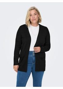Only CARMAKOMA Damen Strickjacke "CARESLY L/S OPEN CARDIGAN NOOS KNT", schwarz, casual, Gr. M, unifarben, Strick, Feinstrick, Obermaterial: 50%