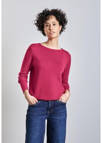 Street One Damen Strickpulloverrotberry pink, casual, Gr. 44, unifarben, Stoff, 60% Viskose, 40% Baumwolle, Pullover, mit U-Boot-Ausschnitt