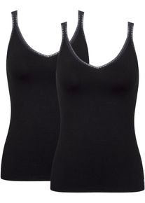 Sloggi Damen Unterhemd "GO Shirt 01 C2P", Gr. XL, schwarz, Single Jersey, Obermaterial: 96% Baumwolle, 4% Elasthan, casual, Unterhemden, zarte